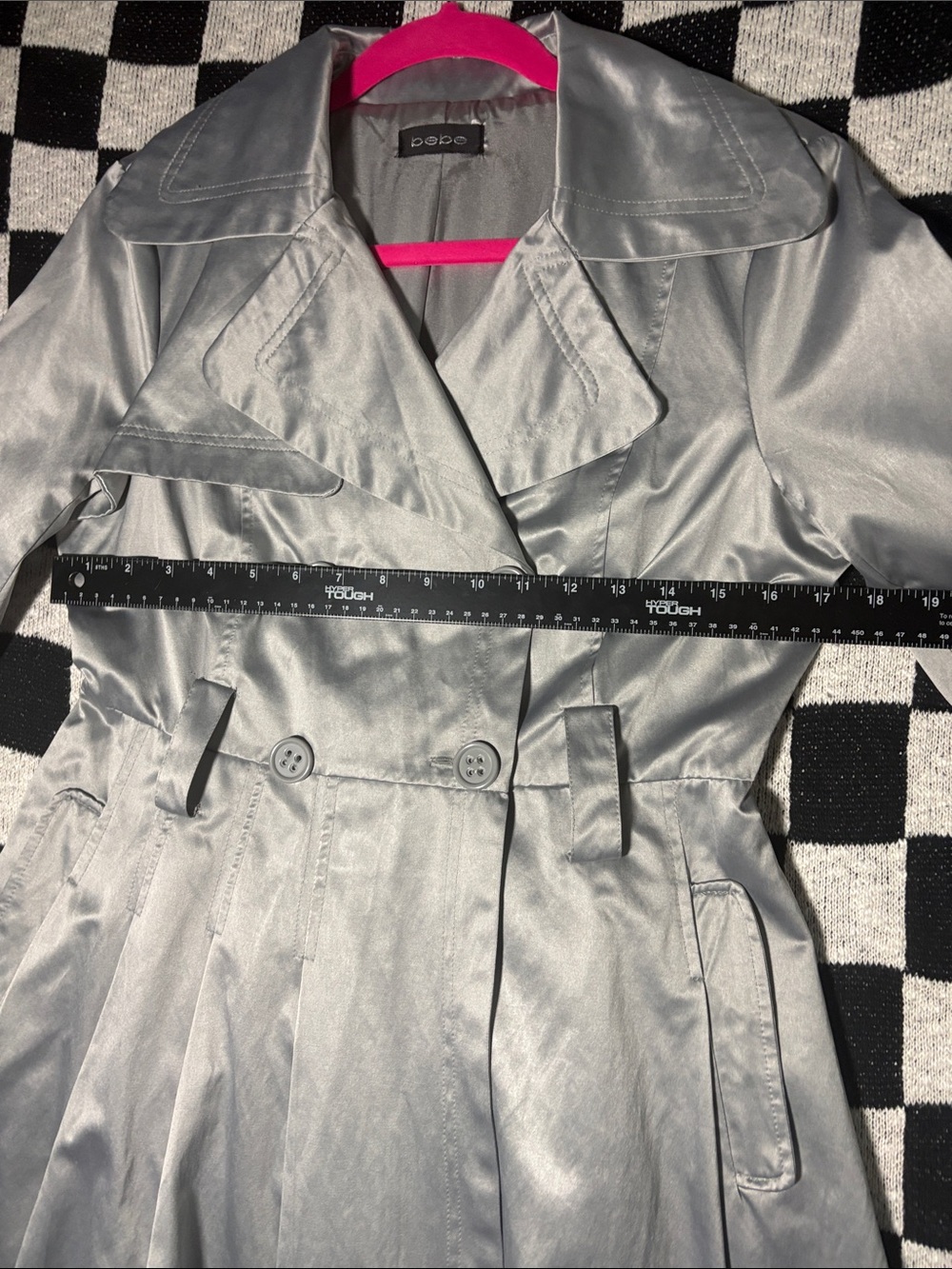Bebe Metallic Silver Dressy Trench Coat - Picture 11 of 12